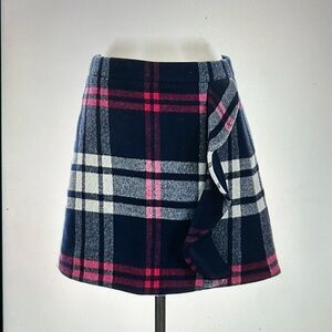 Jcrew Plaid Wool Mini Skirt - Navy and Red
